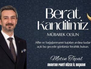 METİN TOPAL BERAT KANDİLİ MESAJI