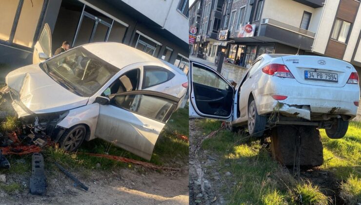 Düzce’de Otomobil Kayaya Çarptı: 2 Kişi Yaralandı