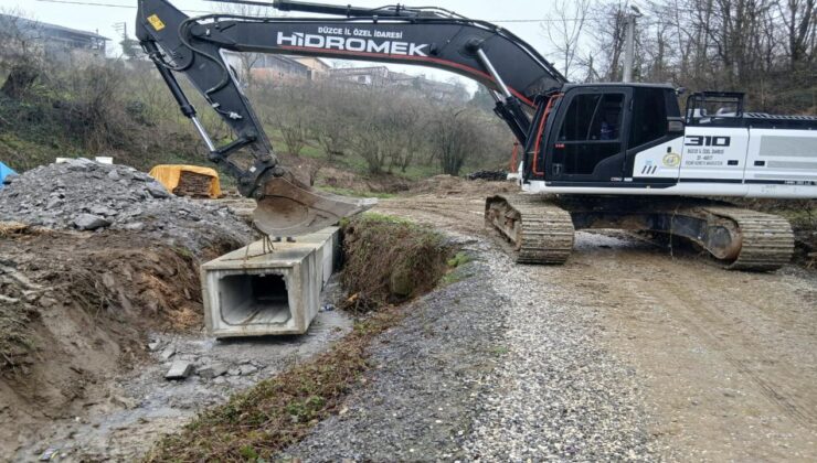Düzce Merkez Akbıyıklar Köyü’nde Kutu Menfez Çalışmaları Tamamlandı