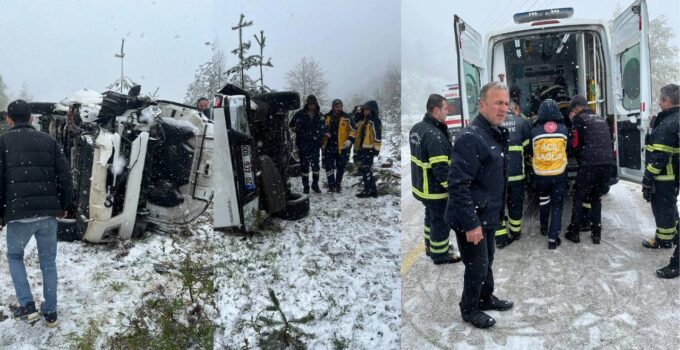 Sedaş Aracı Şarampole Uçtu: 1’i Ağır 4 Yaralı